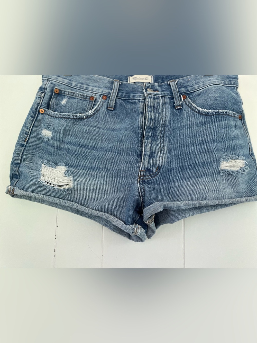 Madewell‎ Relaxed Denim Shorts Blue Medium Wash Size 30 Jean Casual Classic Boho - Picture 5 of 15